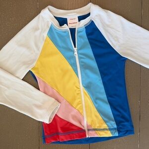 Hanna Andersson Girls’ Rainbow Long-Sleeve Rash Guard “Rashie” Swim Top • Size 5